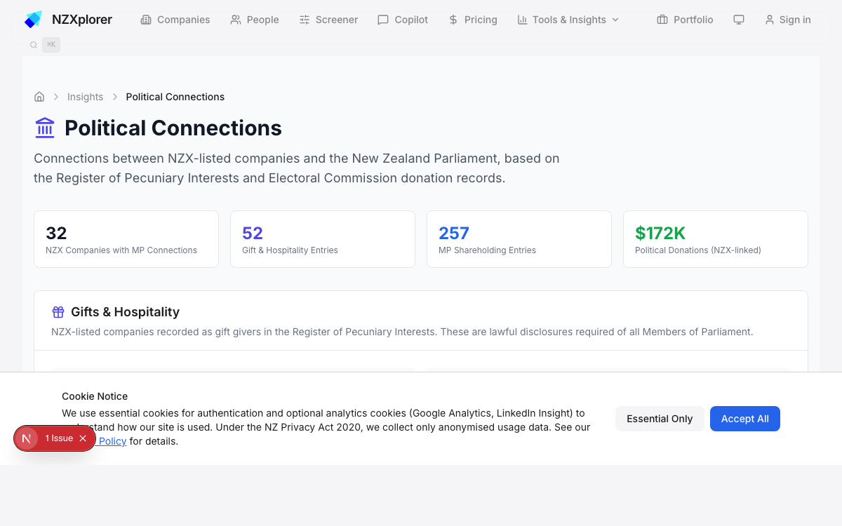 NZXplorer for Journalists — product screenshot